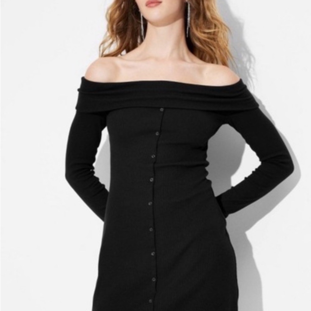 Wild Fable Black Off-Shoulder Sweater Dress XXS